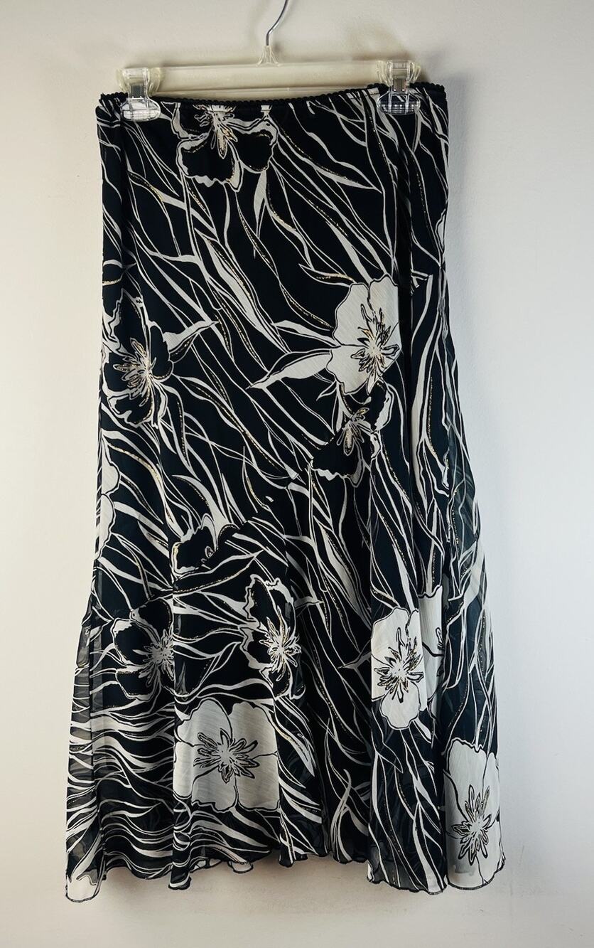 VTG Y2K Fairy Grunge Skirt Metro Wear M Floral Whimsigoth Maxi Lettuce Hem
